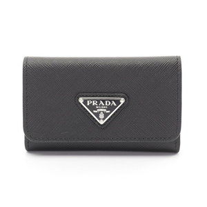 Prada SAFFIANO TRIANG Key Case Leather Black
